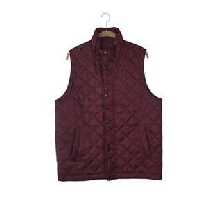 Barbour Barlow Gilet Vest Quilted Full Zip Burgundy Bordeaux Mens Large